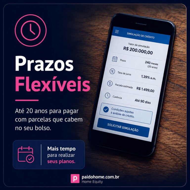 Crédito com garantia de imóvel com prazo de até 240 meses